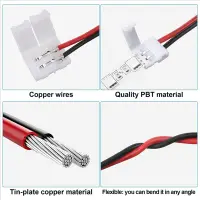 ABUP-144Pcs 8Mm 2 Pin LED Strip Light Connector For 8 Mm Wide Flexible SMD 3528 2835 Single Color LED Strip Lights Solderless